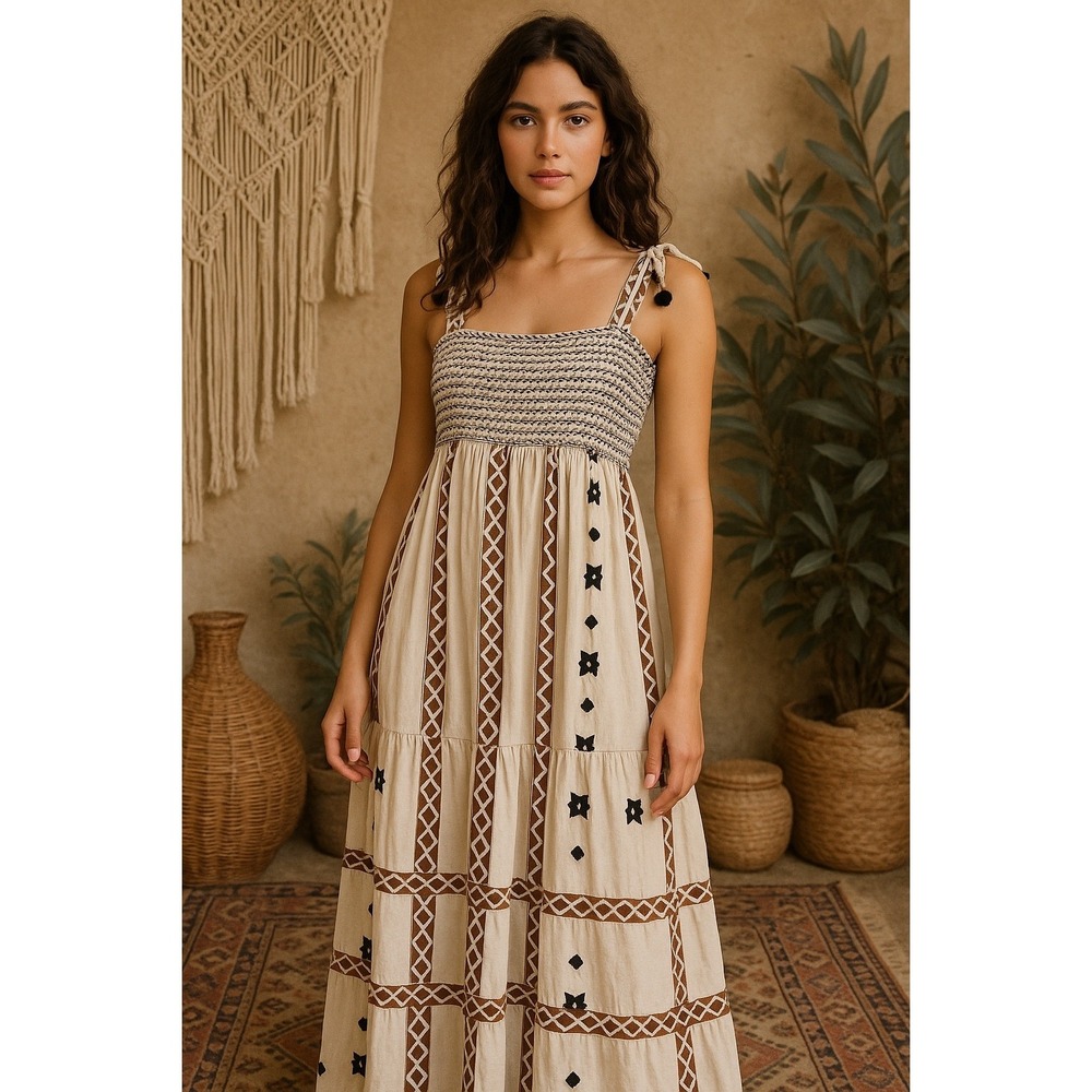 DX COLLECTION Beige MAXI Dress M